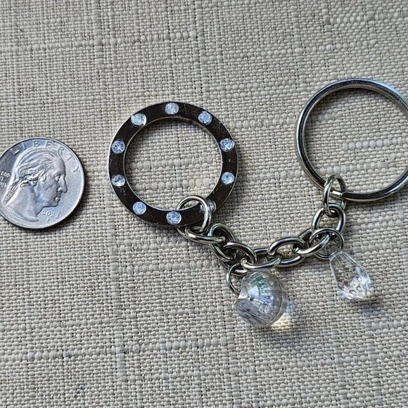 Nine & Company Key Chain Silver Tone Fashion Keys Holder Crystals Accent - Picture 10 of 10